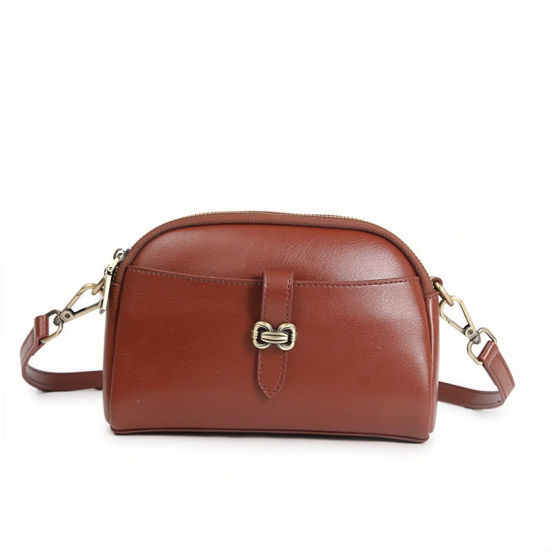 Genuine Leather Fashion Retro Oil Wax Women's Messenger Bag