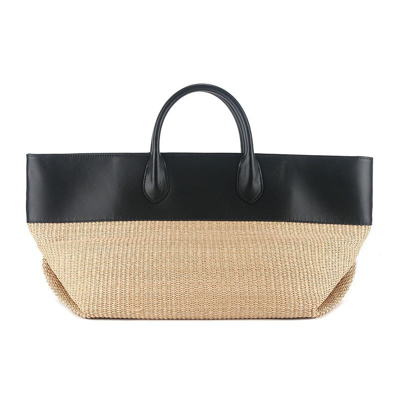 Women's Large Capacity Color Matching Portable Raffia Hand-woven Commuting Women's Handbag