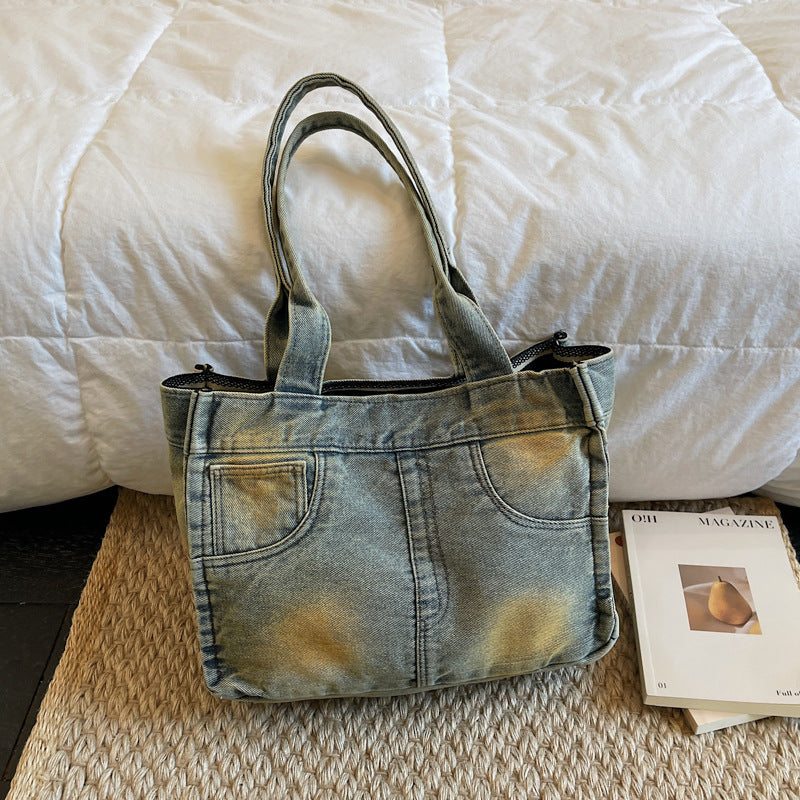 Women's Distressed Denim Fashion Personality Large Capacity Women's Shoulder Bag