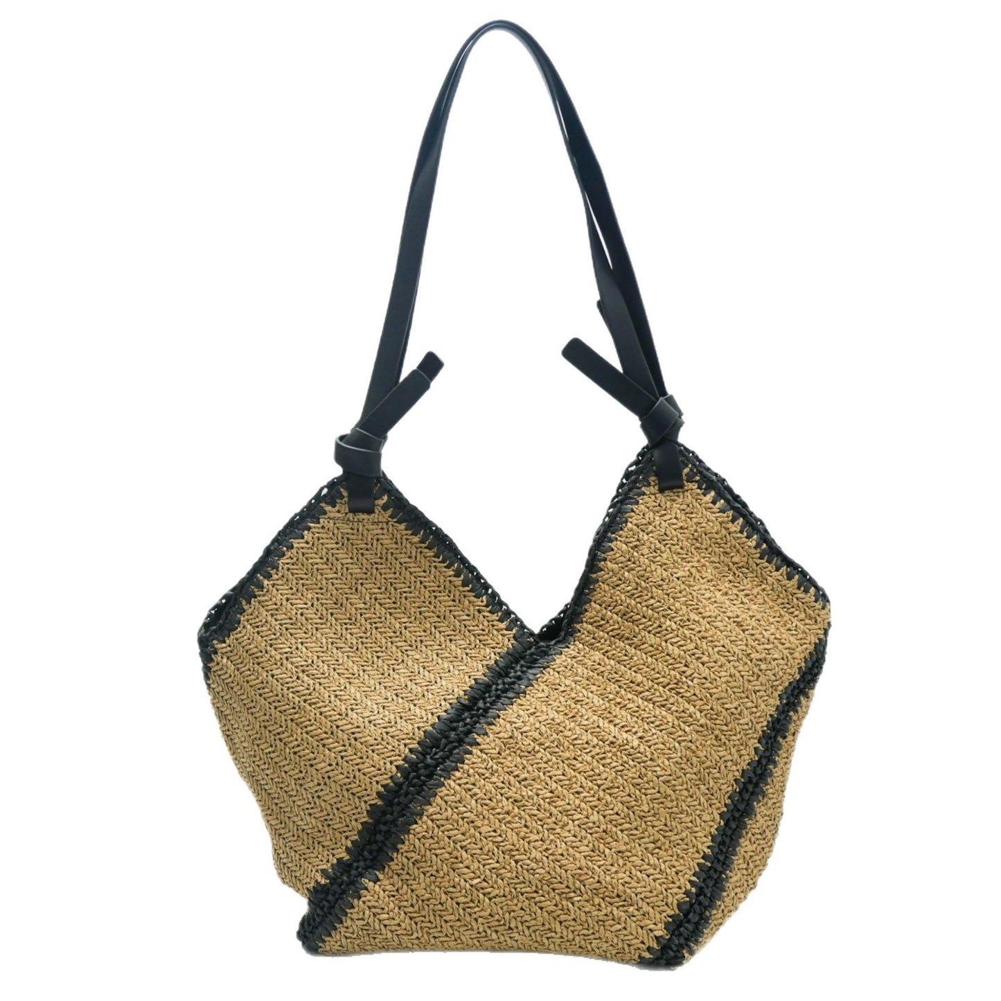 One Straw High Sense Woven Black Edge Large Capacity Tote Bag