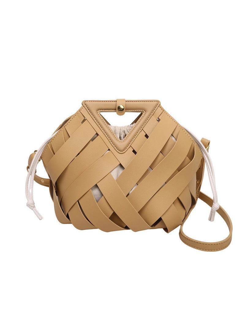 Women's Woven Fashion Triangle Magnetic Snap Commute Design Bags