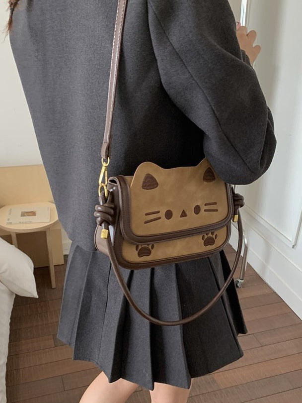 Women's Korean Retro Cute Kitten Cartoon Versatile Leisure Backpack