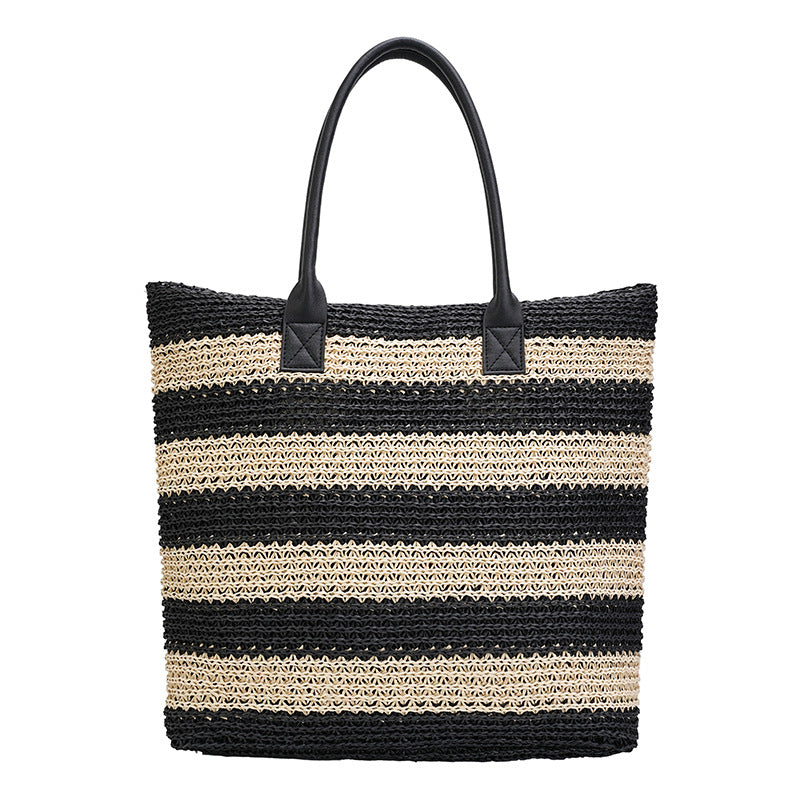 Summer Large Capacity Striped Seaside Vacation Portable Women's Shoulder Bag