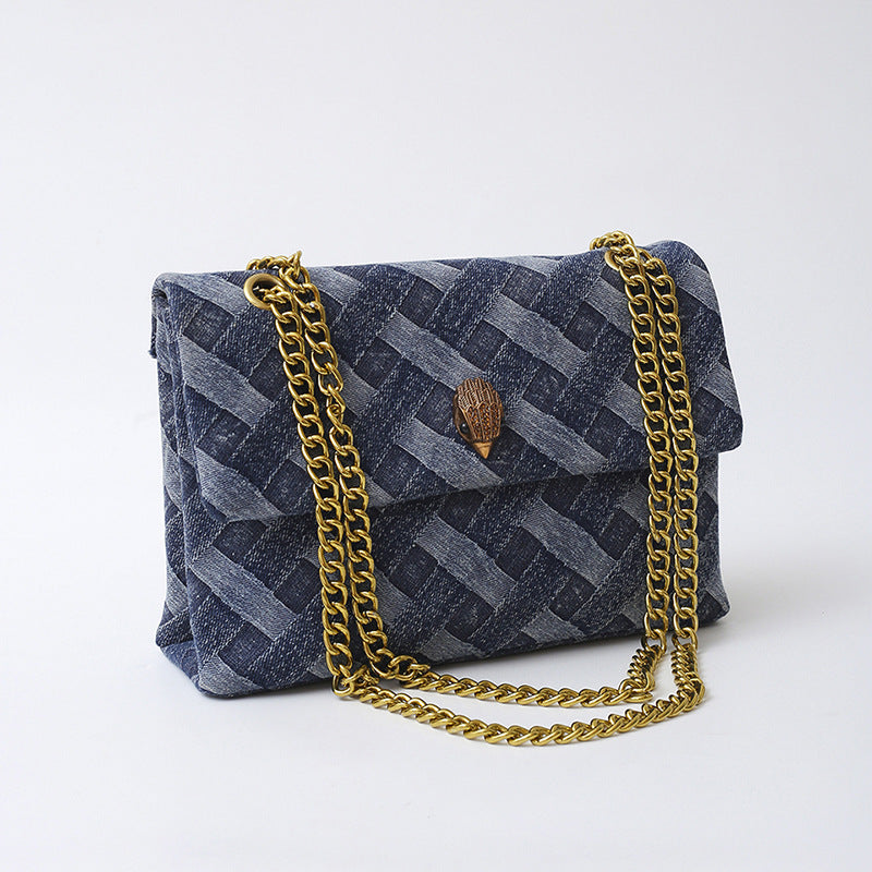 Women's Woven Denim Eagle Head Versatile Chain Underarm Bag