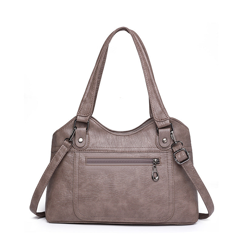 Women's Trendy Soft Leather Simple Large Capacity Totes Shoulder Bags
