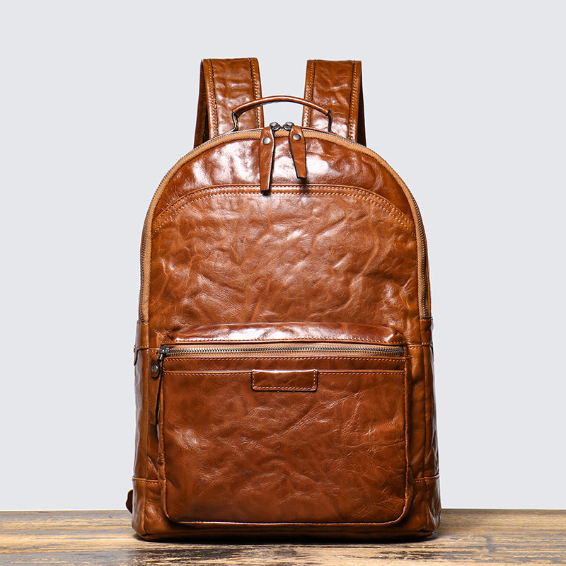 Men's Vintage Leather First Layer Cowhide Business Trip Backpacks