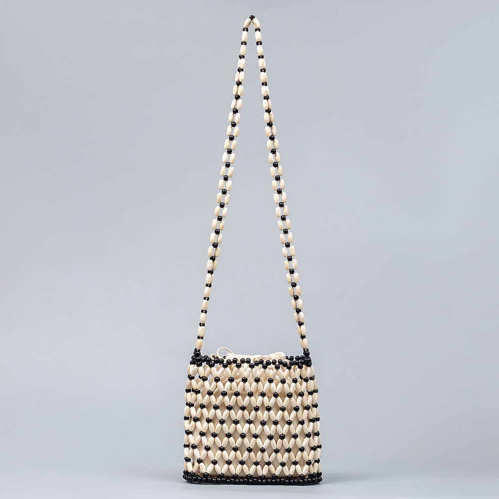 Women's Seaside Beach Vacation With Wooden Beads Decoration Women's Shoulder Bag