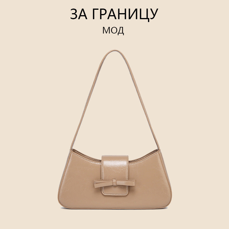 Women's Baguette Versatile Fashion Leather Niche Bow Bags