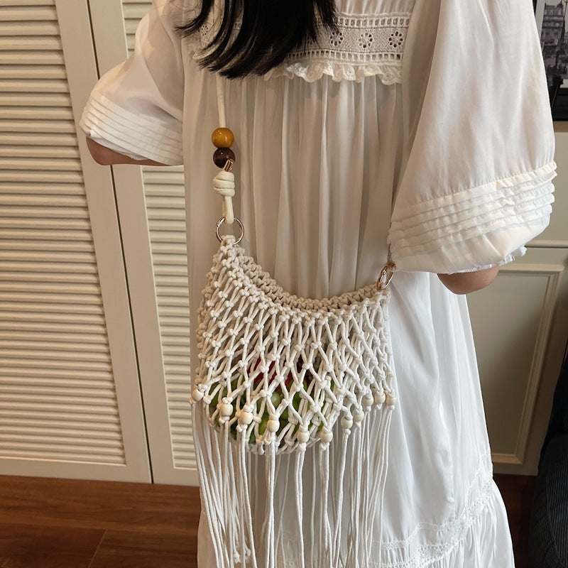 Fashion Cotton Handmade Tassel Woven Fresh Phone Bags