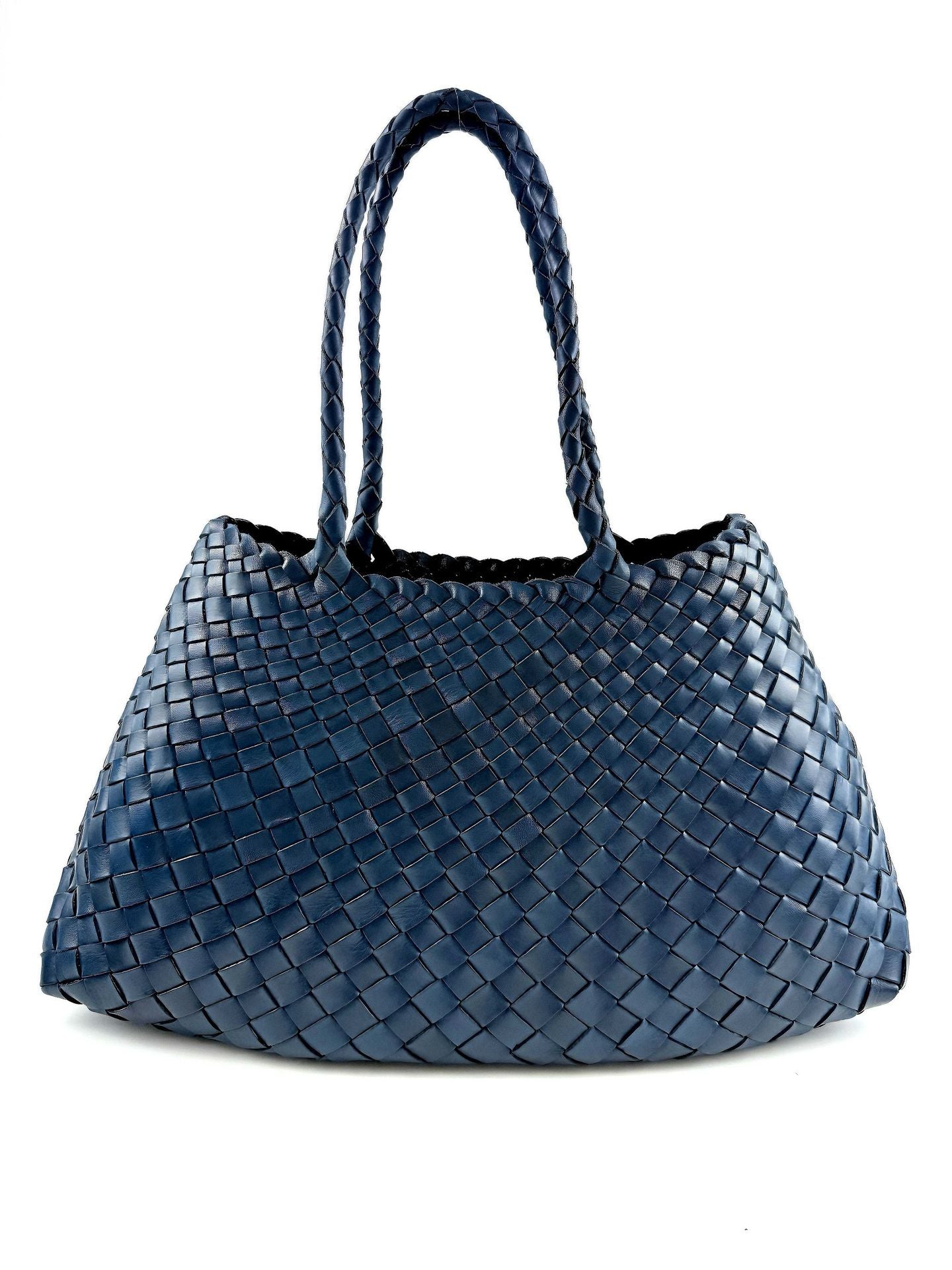 Women's Large Woven First Layer Cowhide Boat Genuine Leather Portable Urban Bags