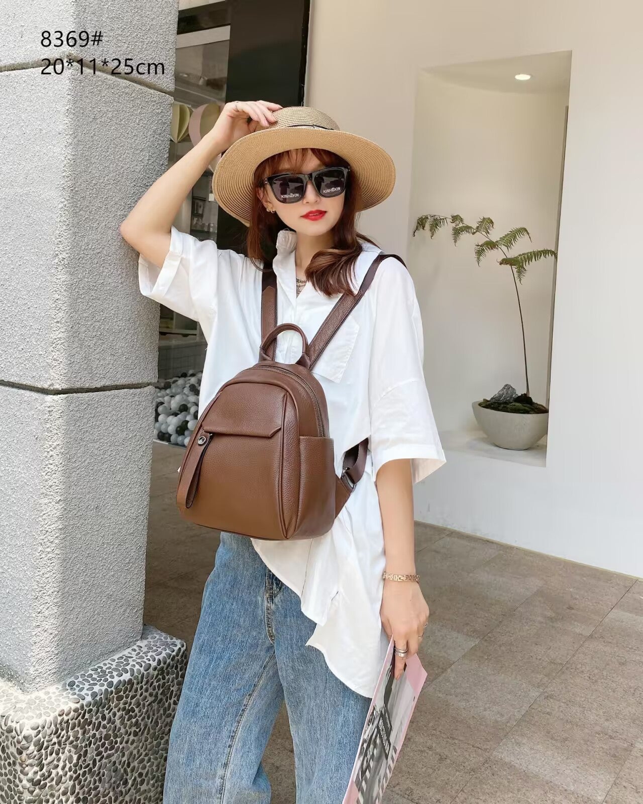 Women's Korean Soft Leather Fashion Artistic Women's Backpack