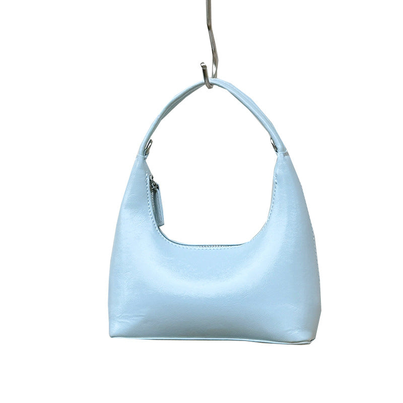 Niche Solid Color Underarm Baguette High-grade Patent Leather Korean Style Women's Shoulder Bag