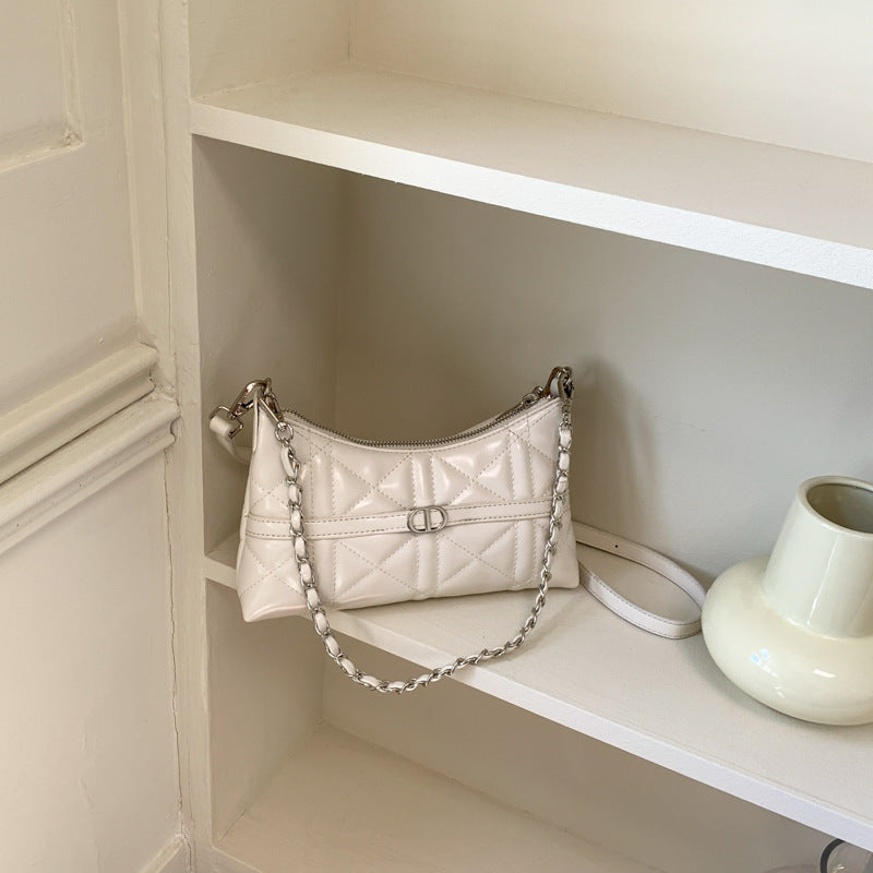 Women's Texture Underarm Diamond Embroidery Thread Solid Color Hand Women's Shoulder Bag