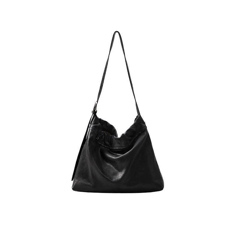 Women's Vegetable Tanned Sheepskin Hobo Large Capacity Garbage Commuter Tote Bag