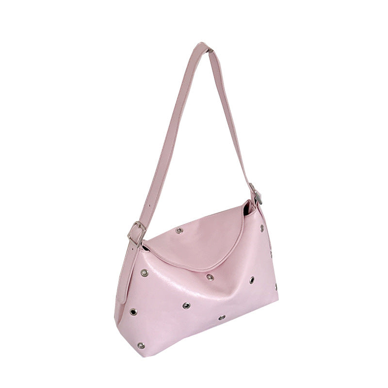 Women's Niche Rivet Underarm Retro Soft Leather Bags