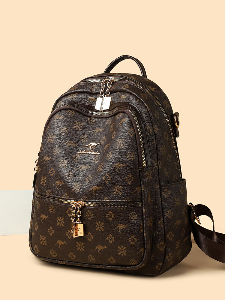 Women's Elegant Retro Fashion Printing Business Large Backpacks