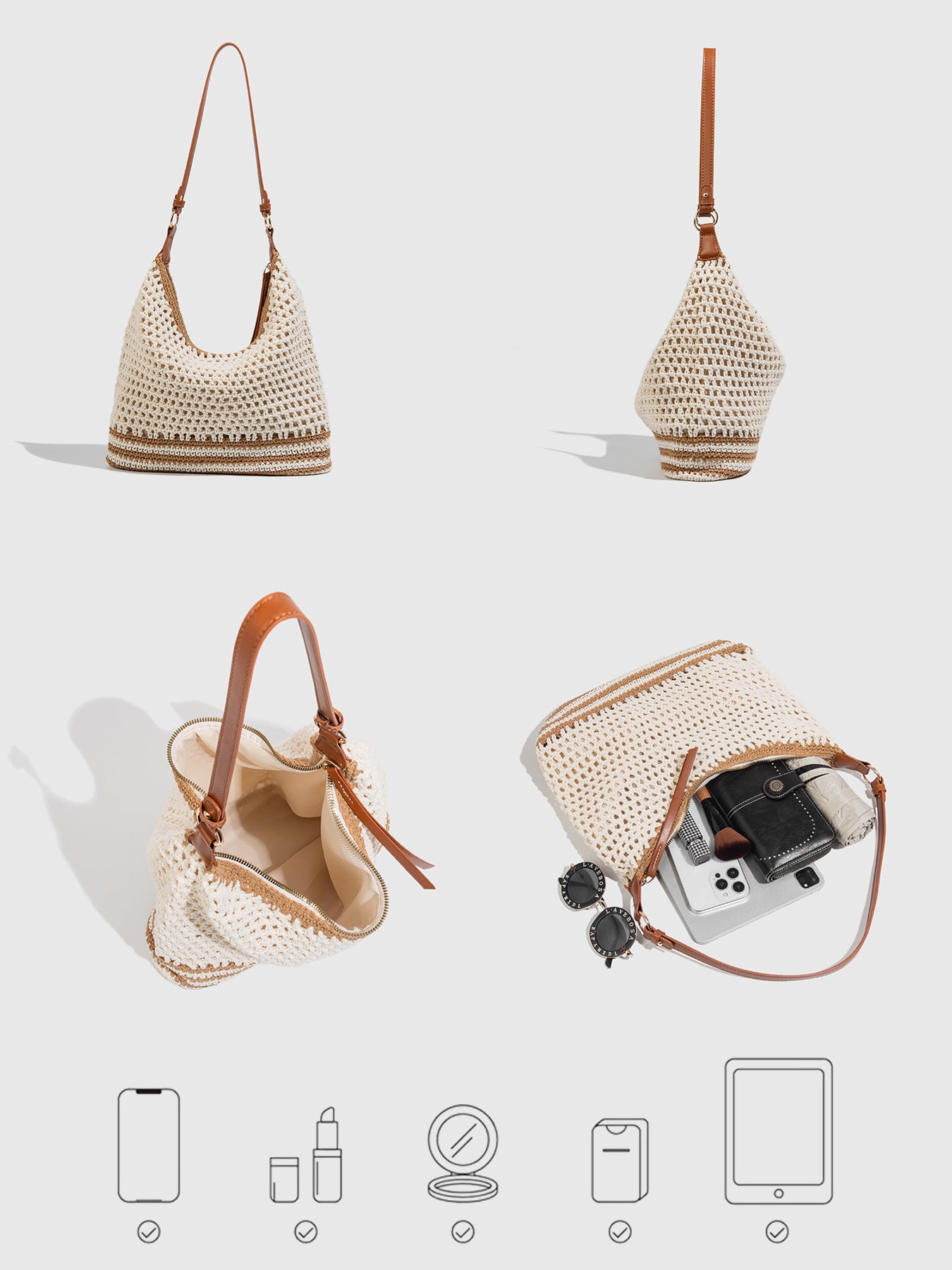 Artistic Woven Summer Seaside Vacation Beach Large Tote Bag