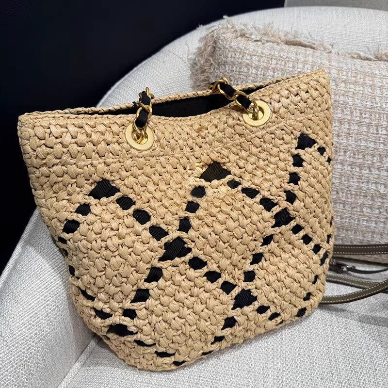 Women's Versatile Chain Dopamine Straw Underarm Woven Women's Shoulder Bag