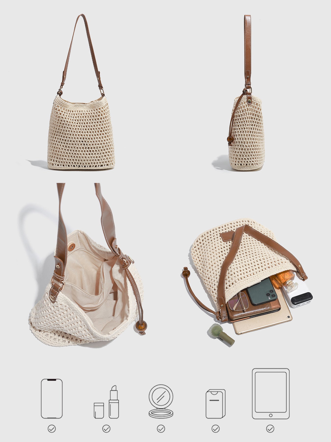 Women's Woven Hollow Seaside Vacation Beach Underarm Women's Shoulder Bag