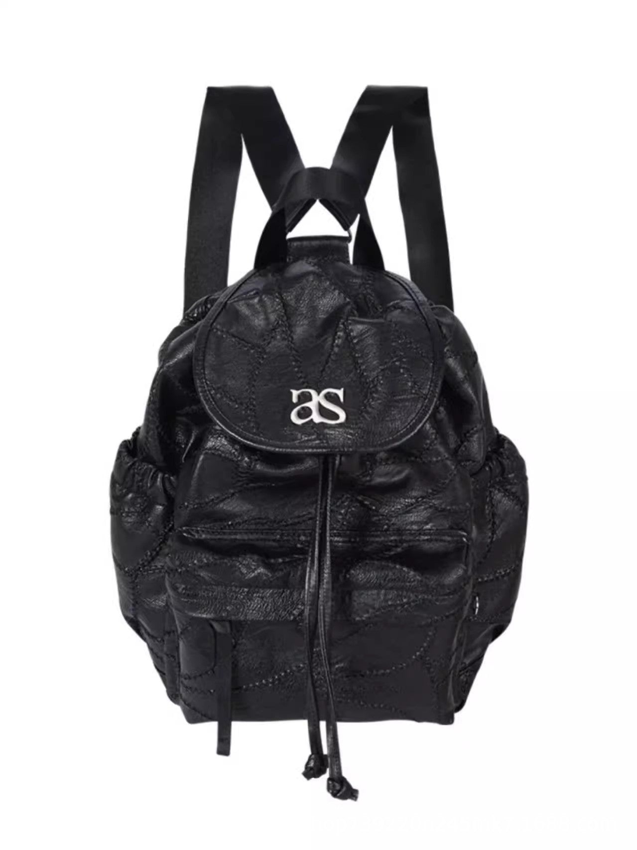 Hot Flip Drawstring Motorcycle College Versatile Large Women's Backpack