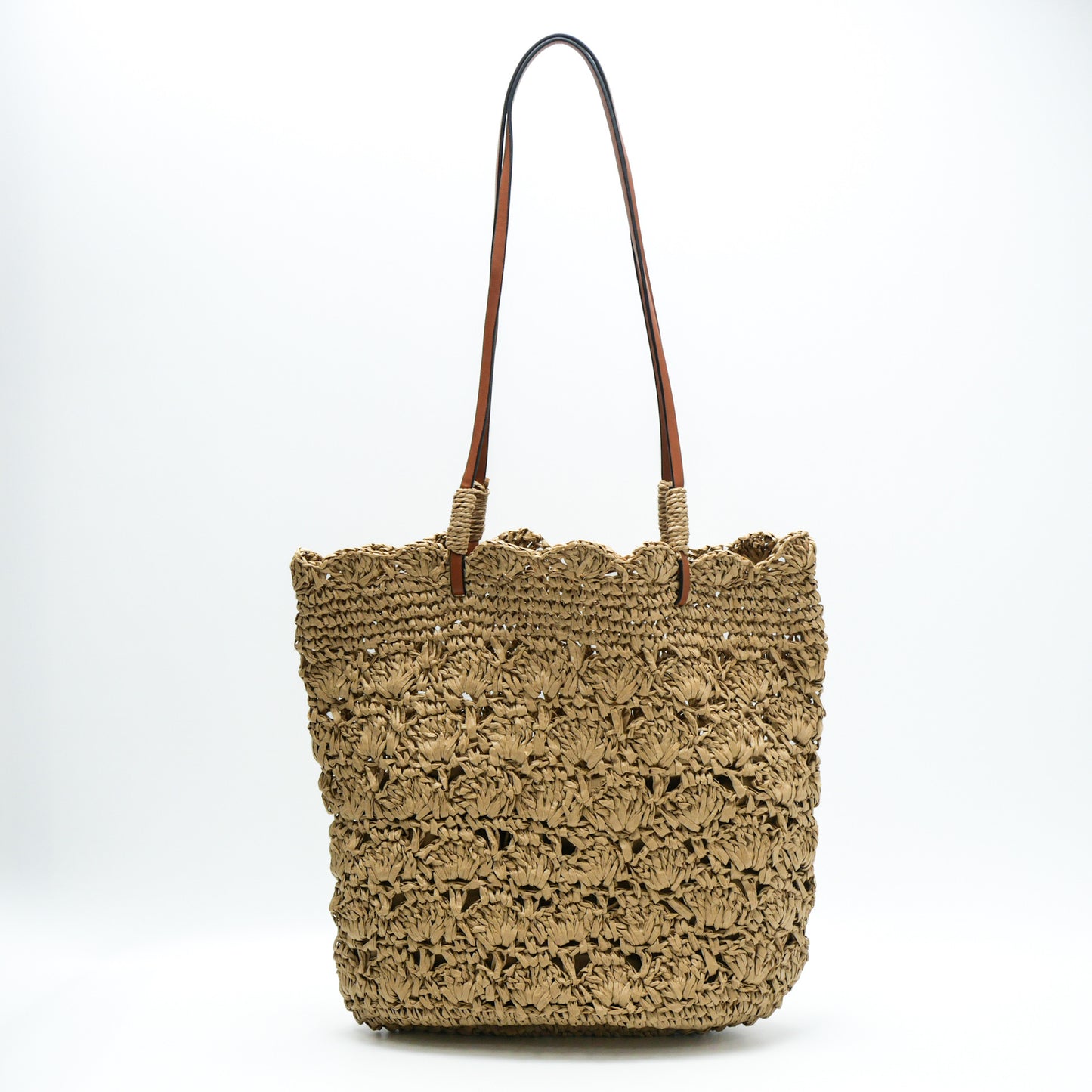 Women's Hollow Straw Handmade Crochet Woven Large Capacity Portable Seaside Tote Bag