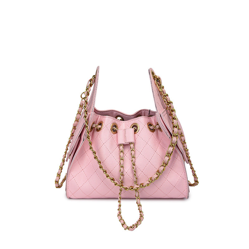 Daily Feeling Rhombus Drawstring Female Classic Bucket Bag