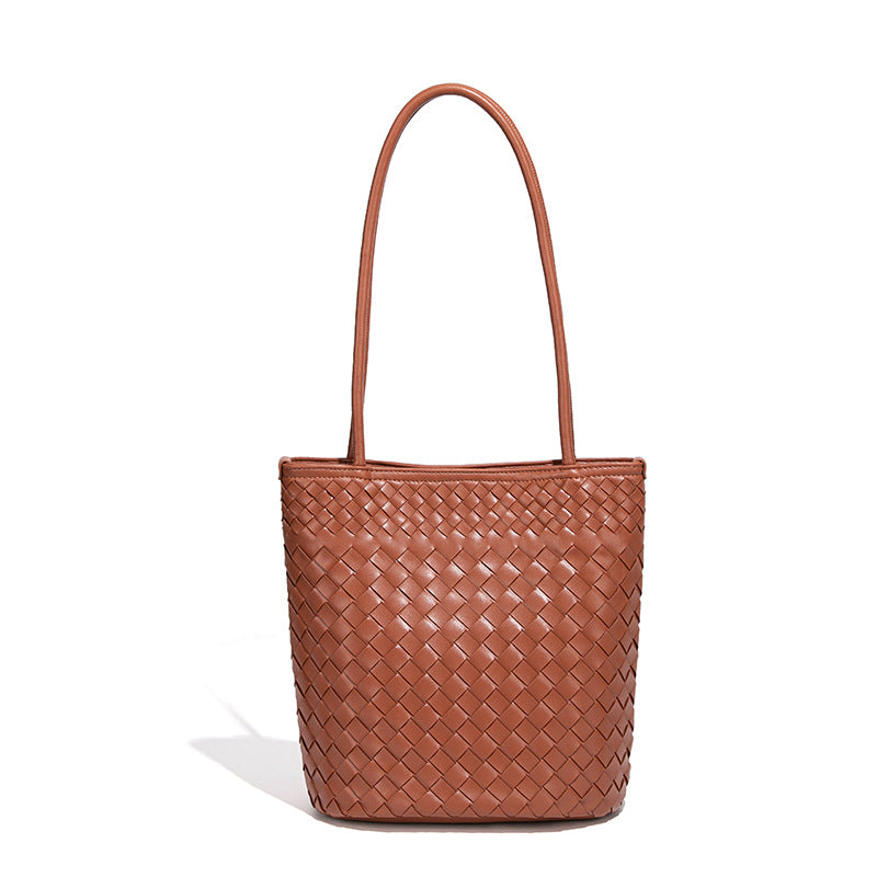 Women's Simple Fashion Woven Large Capacity French Laziness Vegetable Basket Tote Bag