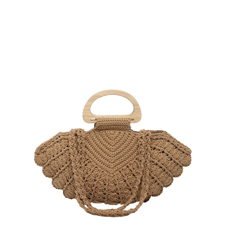 Women's Niche Hollow Out Straw Woven Leisure Commute Portable Vegetable Bags