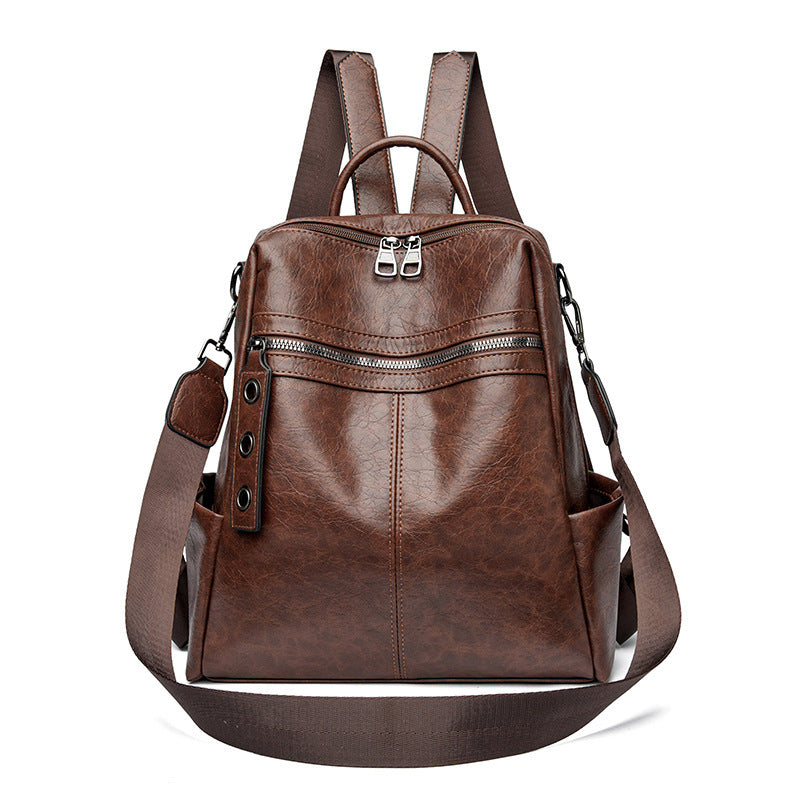 Women's Retro Soft Leather Trendy Large Capacity Commuter Women's Backpack