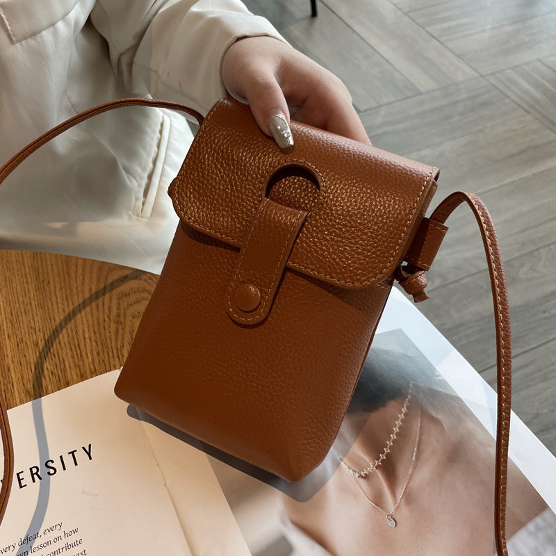 Women's Leather High-grade Fashion First Layer Lightweight Mobile Phone Bag