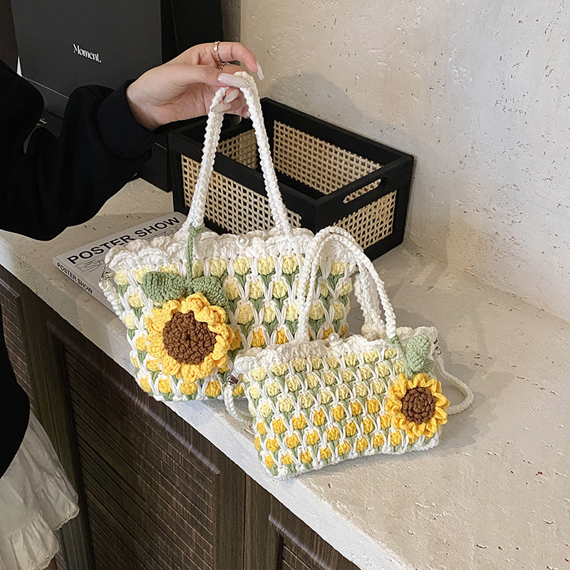 Women's Finished Tulip Hand-woven Sweet Hand Crocheted Summer High Bags