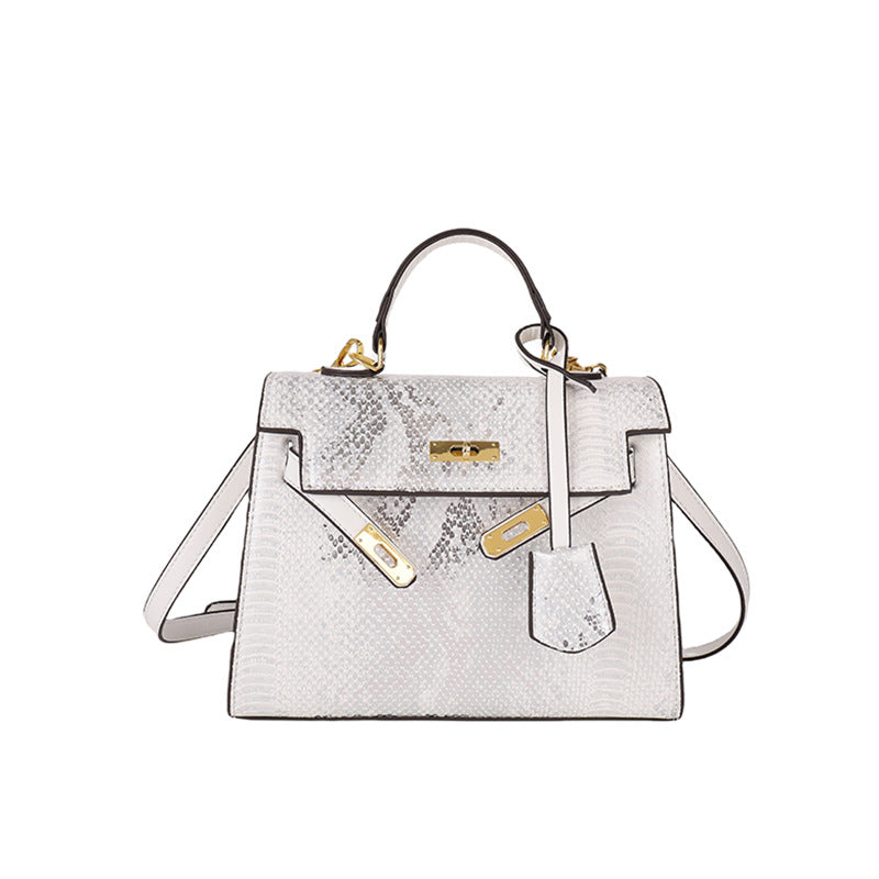 Women's Retro Fashion Snake Pattern Portable Kelly Bags