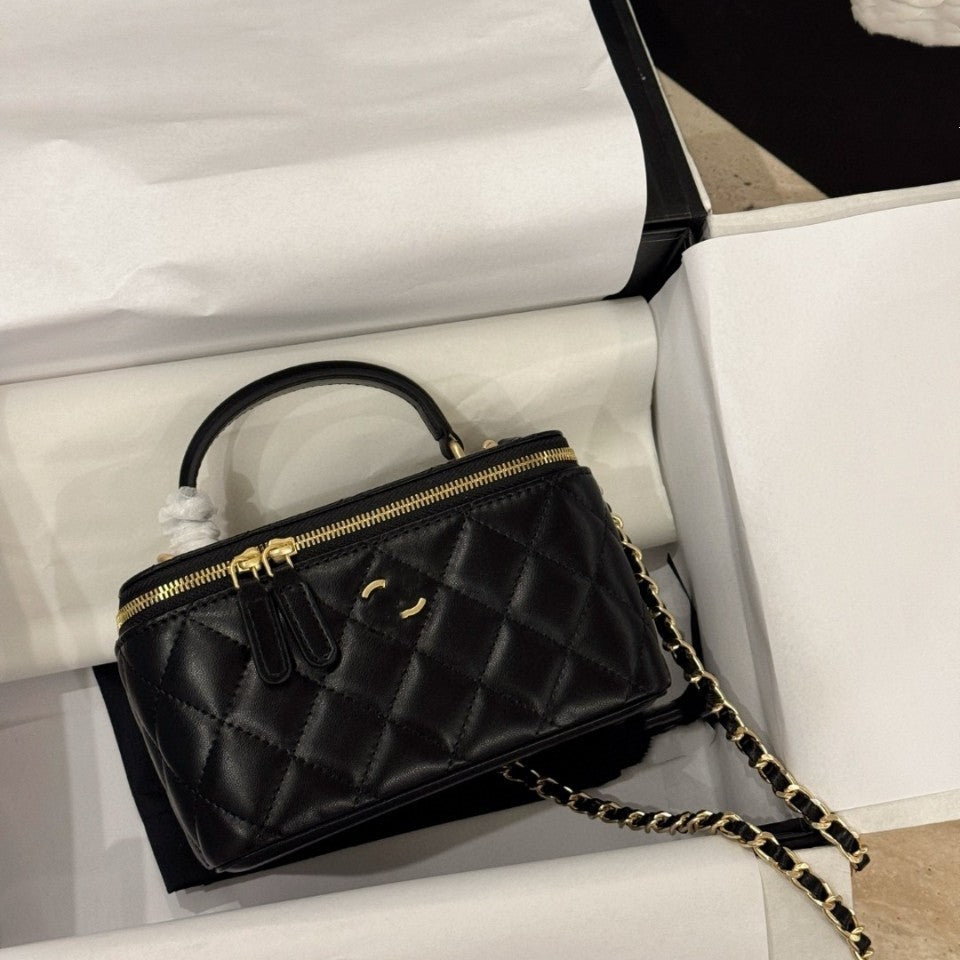 Women's Classic Gold Standard Diamond Plaid Sheepskin Box Women's Messenger Bag