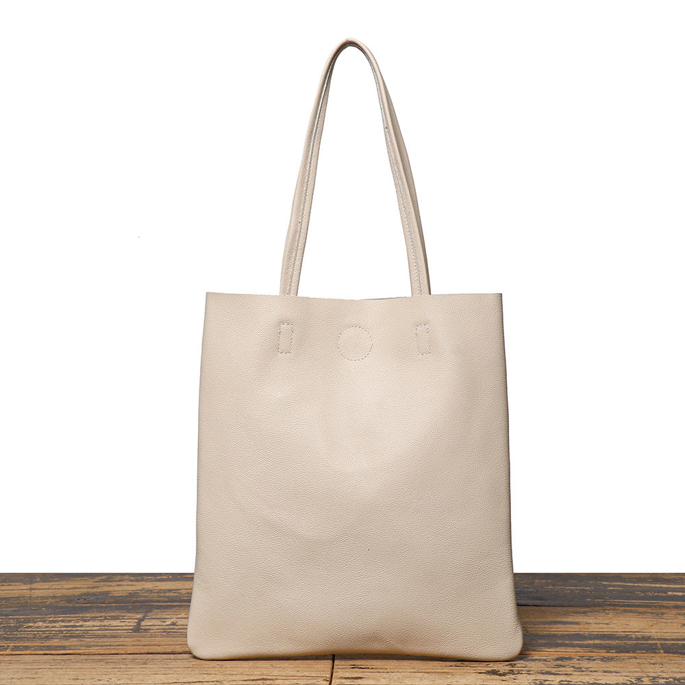 Women's Genuine Leather Simple Easy Matching Large Capacity High Sense Trendy Tote Bag