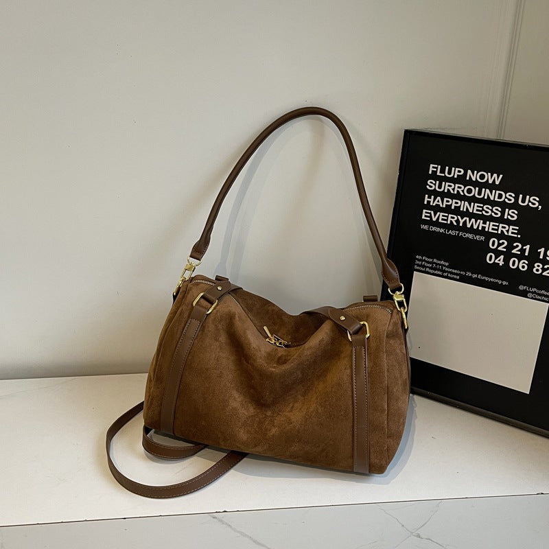 Loose Suede Large Capacity Pillow Niche Retro Women's Messenger Bag