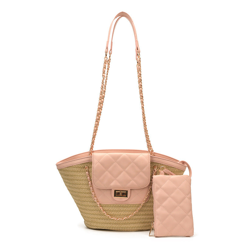 Women's Spring Vacation Style Vegetable Basket Woven Tote Bags