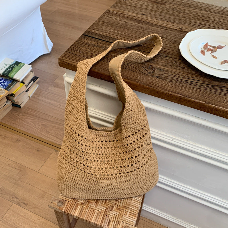 Women's Korean Style Artistic Woven Seaside Vacation Women's Messenger Bag
