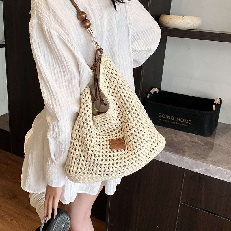 Women's Hollow Woven Summer Straw Large Capacity Seaside Tote Bags