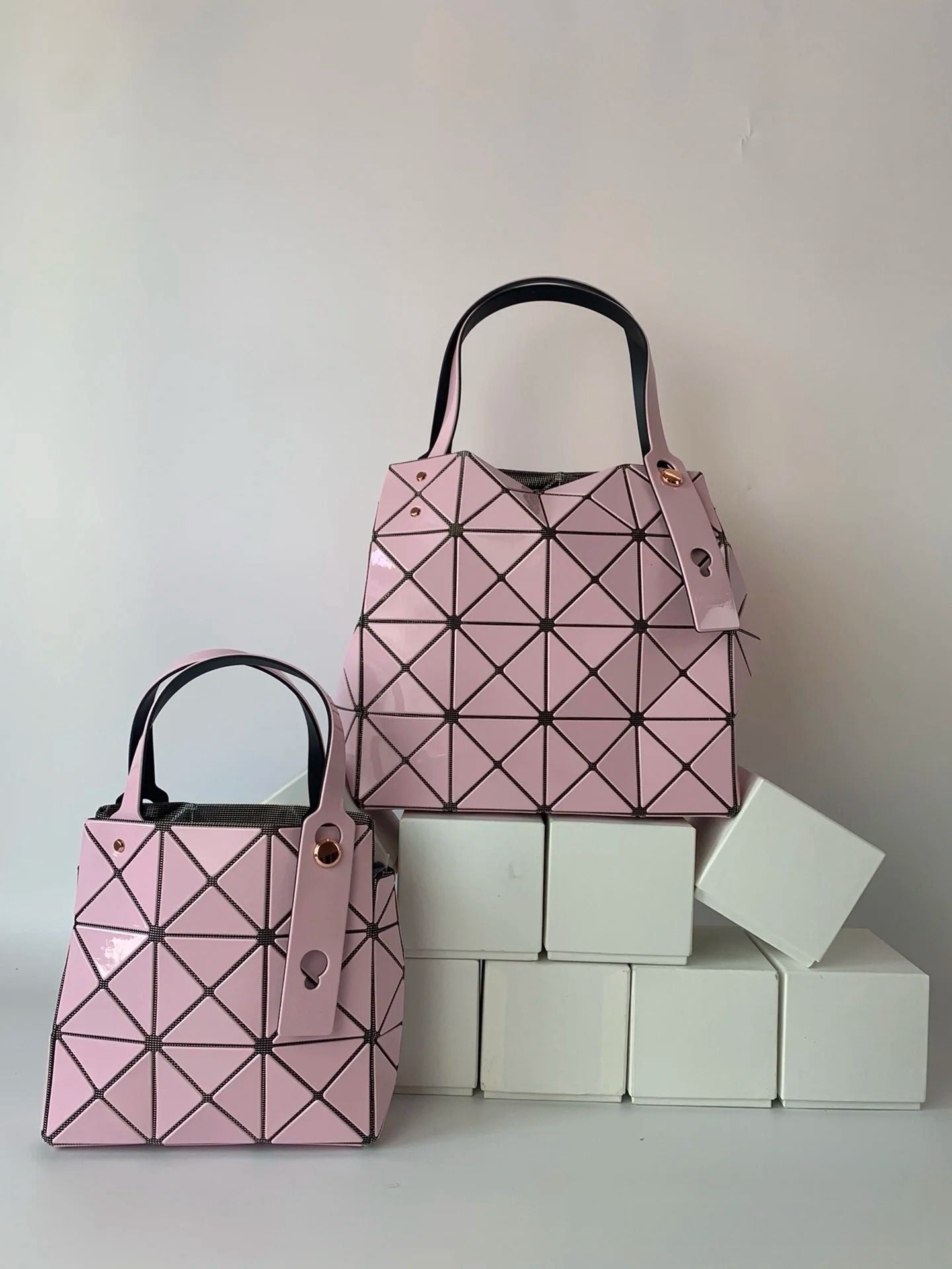 Women's March Hand Color Nail Diamond Box Geometric Rhombus Tote Bag