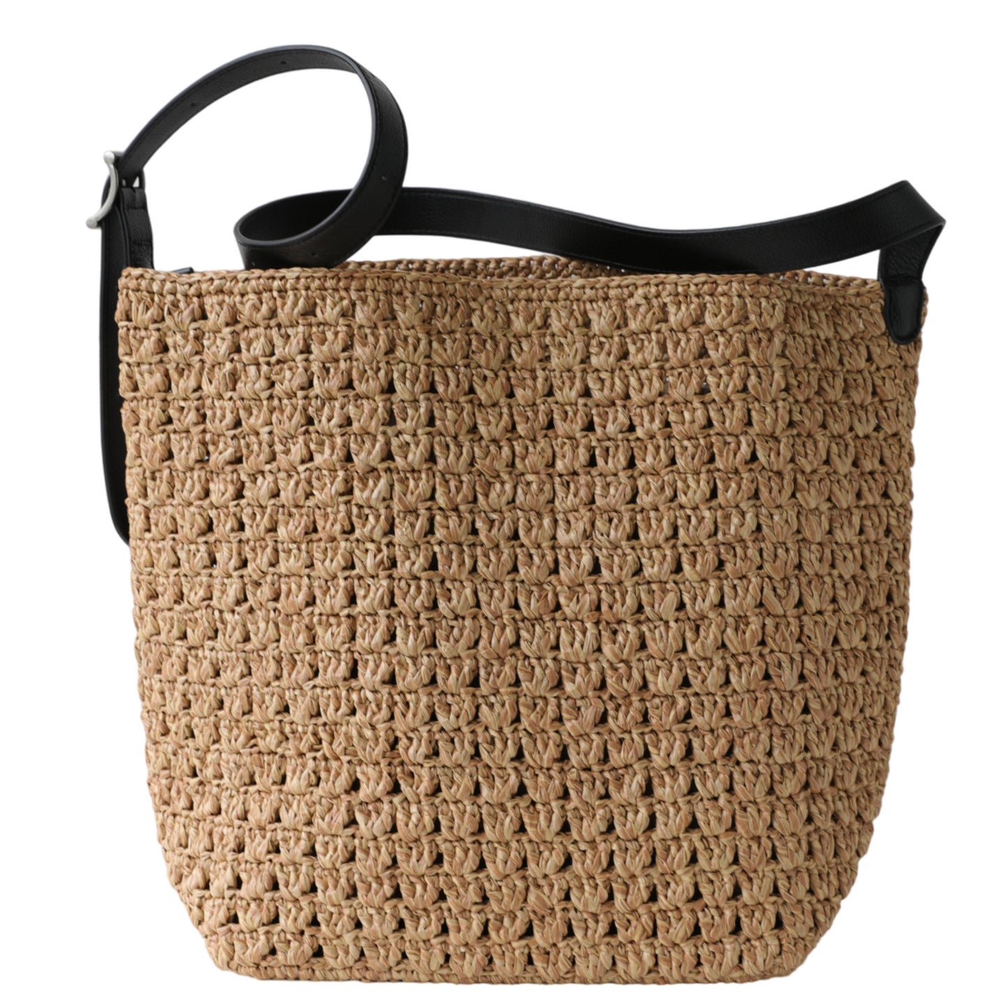 Women's Style Fashion Raffia With Cowhide Woven Large Tote Bag