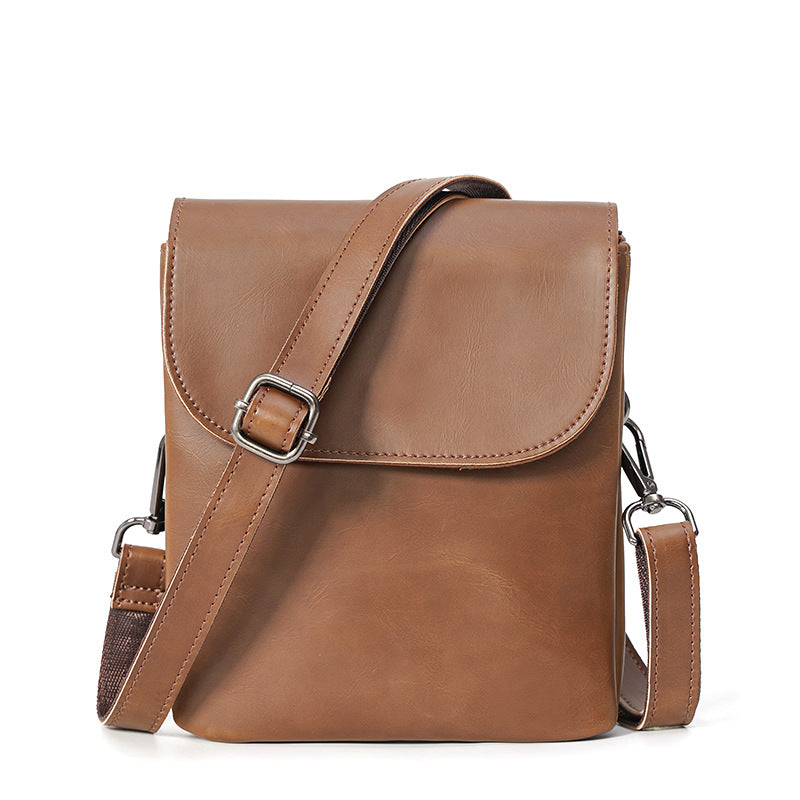 Men's Crazy Horse Leather Korean Fashion Trendy Men's Messenger Bag