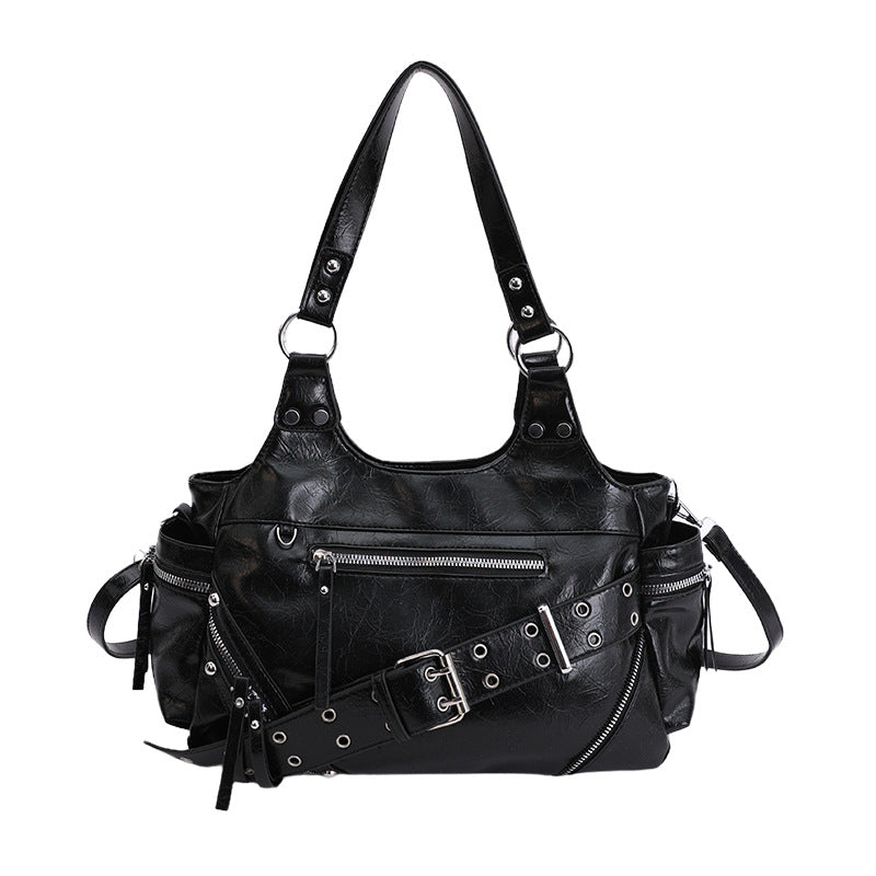 Women's Fashionable Personalized Hot Oil Wax Leather Shoulder Bags