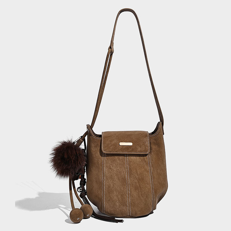 Women's Pumpkin Winter High-grade Commute Vintage Shoulder Bags
