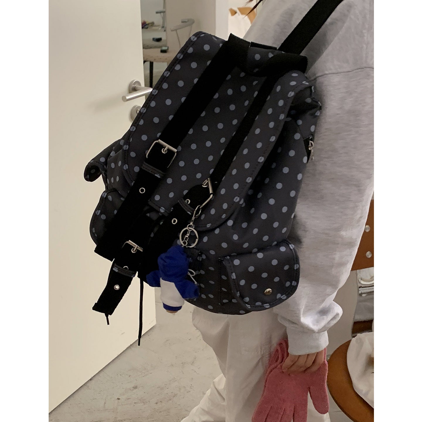 Women's Style Preppy Leisure Canvas Polka Dot Backpacks