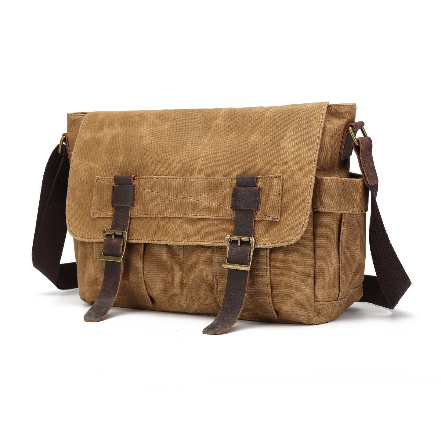 Retro Waxed Large Capacity Portable Contrast Color Fashion Men's Messenger Bag