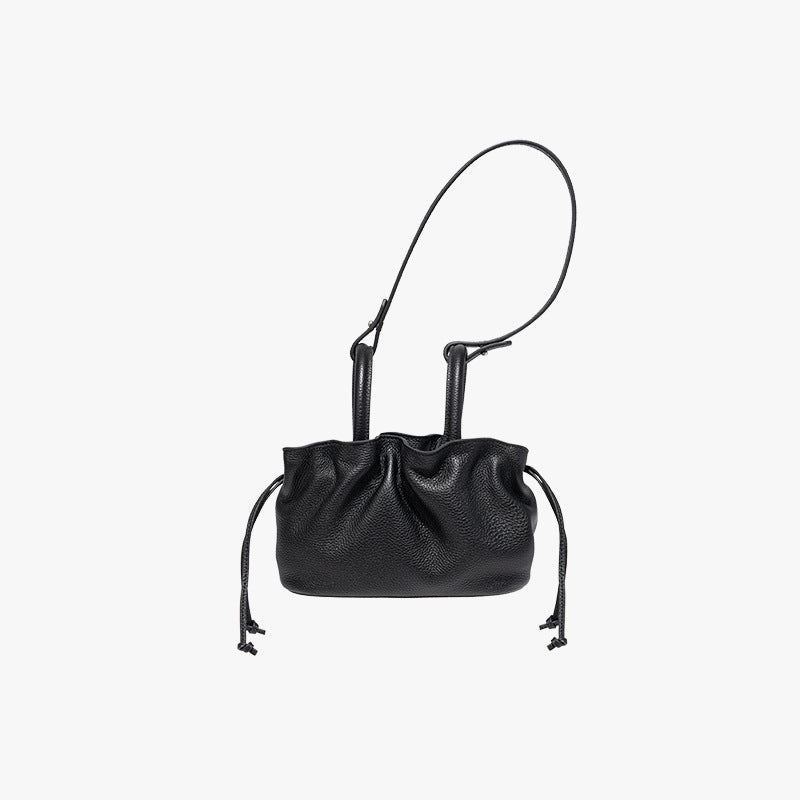 Women's Streamline Series Pleated Underarm Leather Bucket Bag