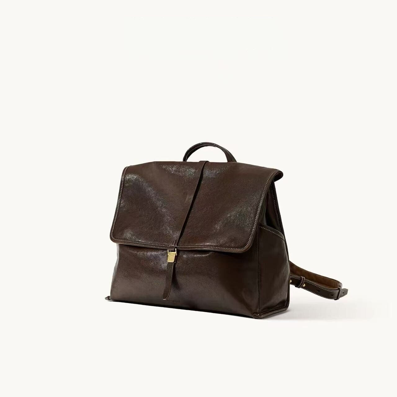 Simple Large Capacity Vegetable Tanned Sheepskin Backpacks