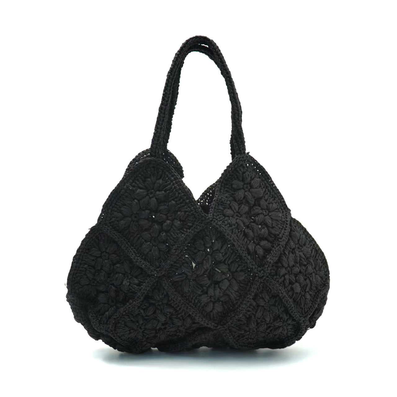 Women's High-grade Three-dimensional Flower Straw Seaside Handmade Woven Large Capacity Portable Bags