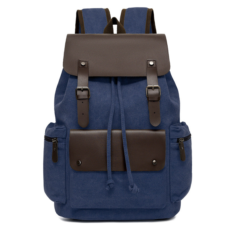 Men's Canvas Computer Personalized Fashion Drawstring Flip Retro Women's Backpack