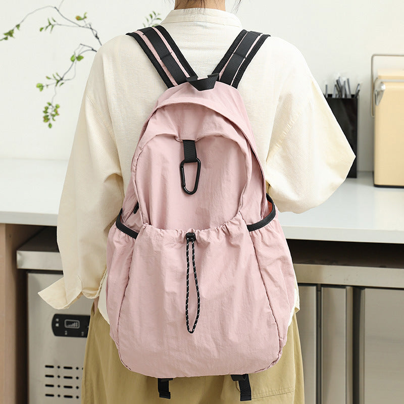 Leisure Artistic Canvas Versatile Fashion Pleated Nylon Drawstring Oxford Backpacks